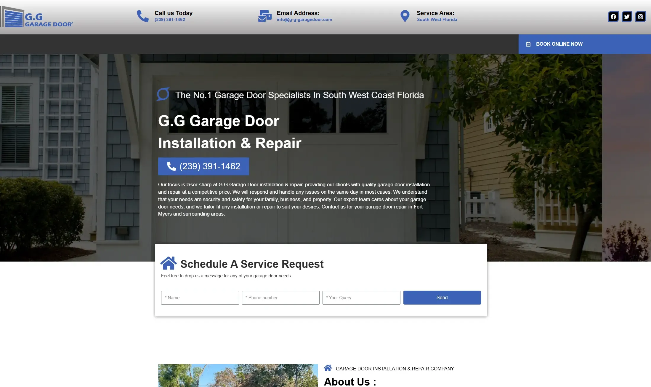 GG Garage Door website designed by Quirk SEO