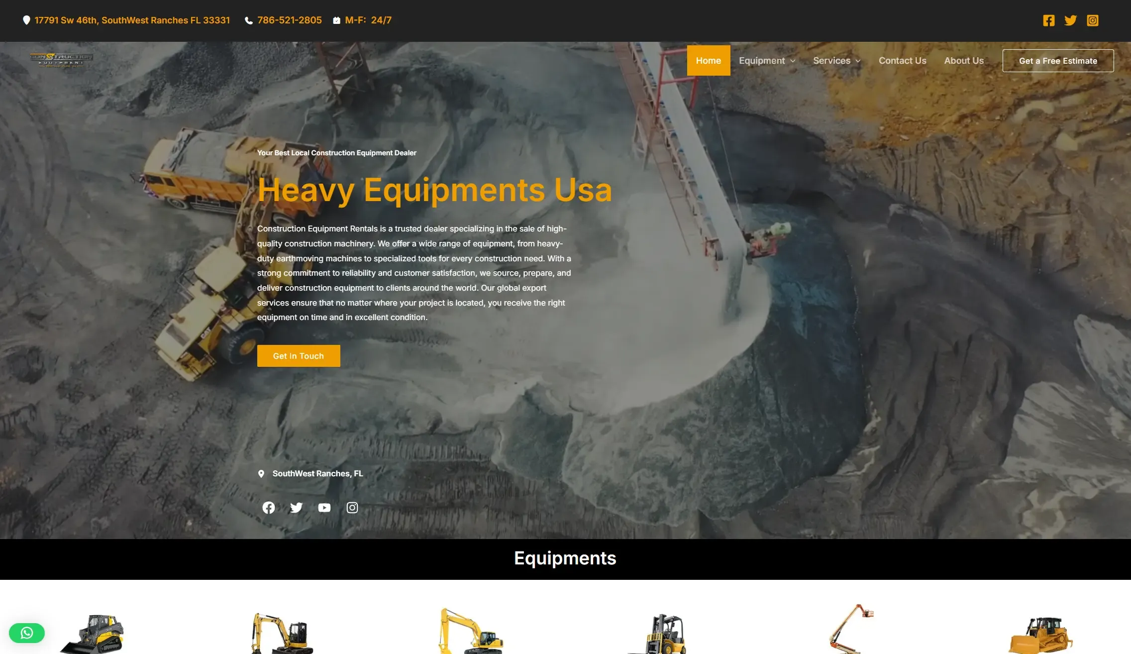 Heavy Equipments USA website designed by Quirk SEO